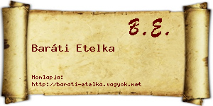 Baráti Etelka névjegykártya